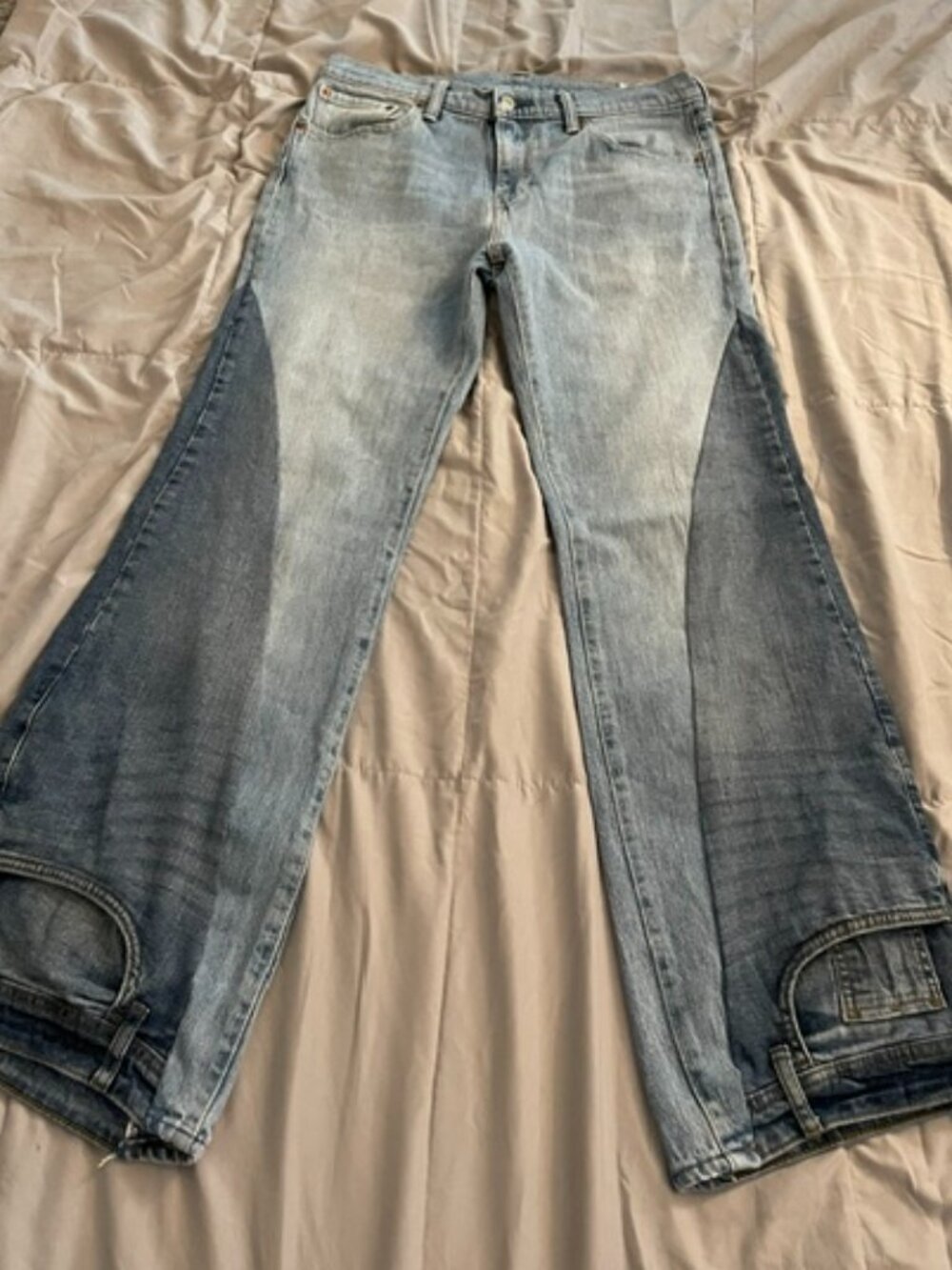 LAST Levis Upcycled OOAK 32 x 31 Blue Denim Handmade Jeans Y2K Unique Blue GUC